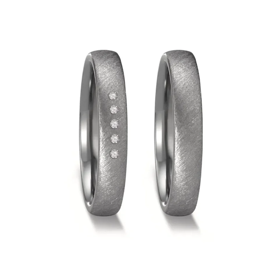 Alianzas de boda de tántalo con diamantes