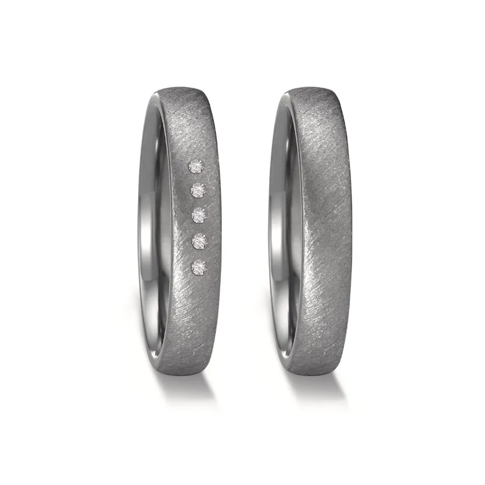 Alianzas de boda de tántalo con diamantes