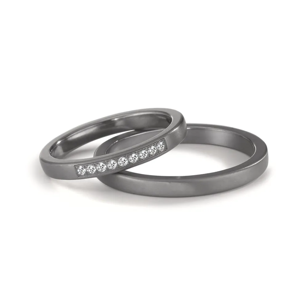Alianzas de boda de tántalo con diamantes