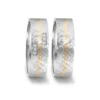 Alianzas de boda de acero y oro amarillo con diamantes