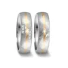 Alianzas de boda de acero y oro amarillo con diamantes