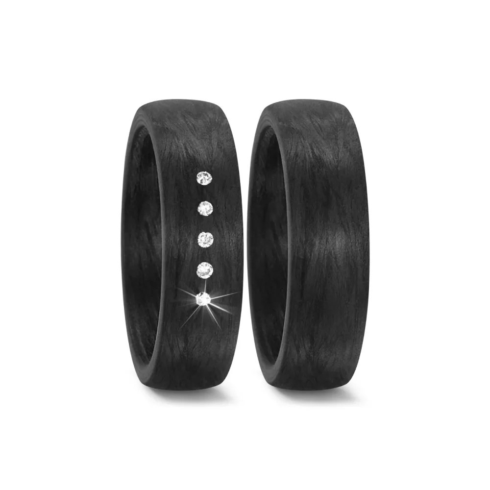Alianzas de boda de carbono con diamantes