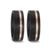 Alianzas de boda de carbono y oro rosado con diamantes