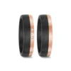 Alianzas de boda de carbono y oro rosado con diamantes