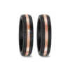 Alianzas de boda de carbono y oro rosado con diamantes