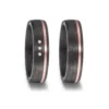 Alianzas de boda de carbono y oro rosado con diamantes