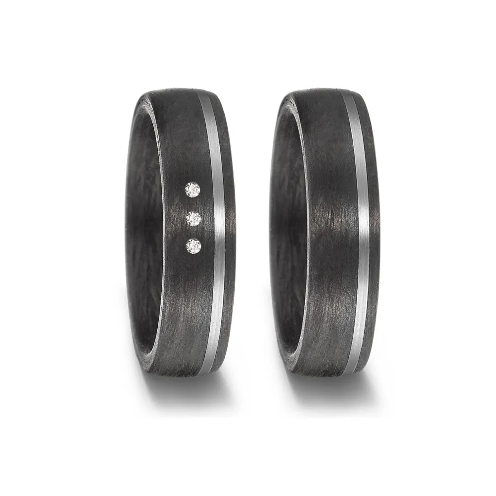 Alianzas de boda de carbono y paladio con diamantes
