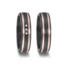 Alianzas de boda de carbono y oro rosado con diamantes