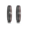 Alianzas de boda de carbono y oro rosado con diamante