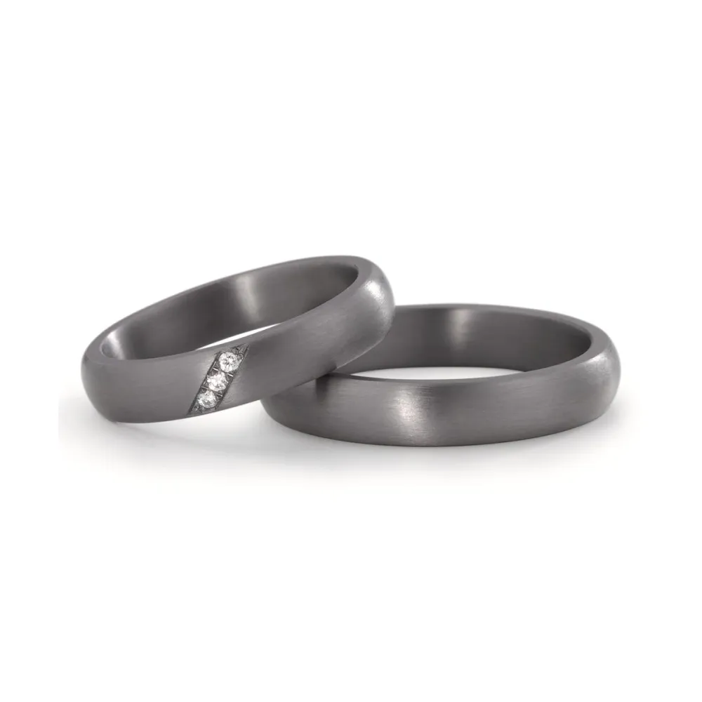 Alianzas de boda de tántalo con diamantes