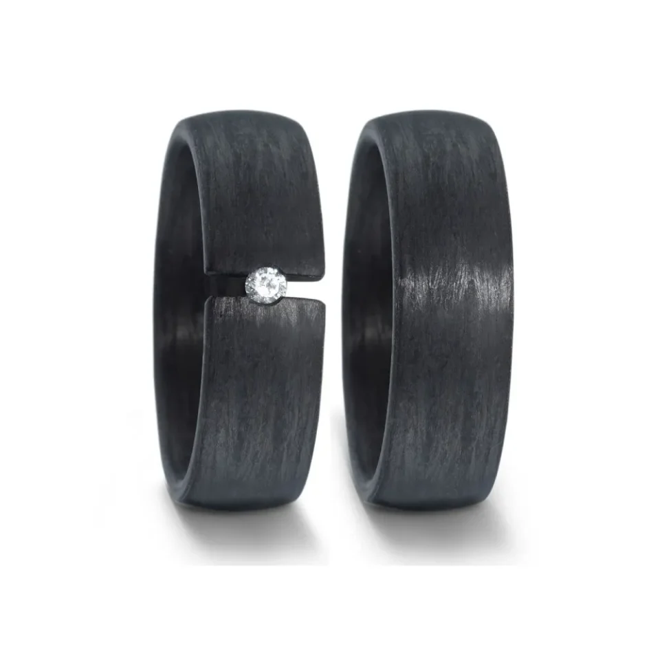 Alianzas de boda de carbono con diamante