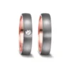 Alianzas de boda de tántalo y oro rosado con diamante