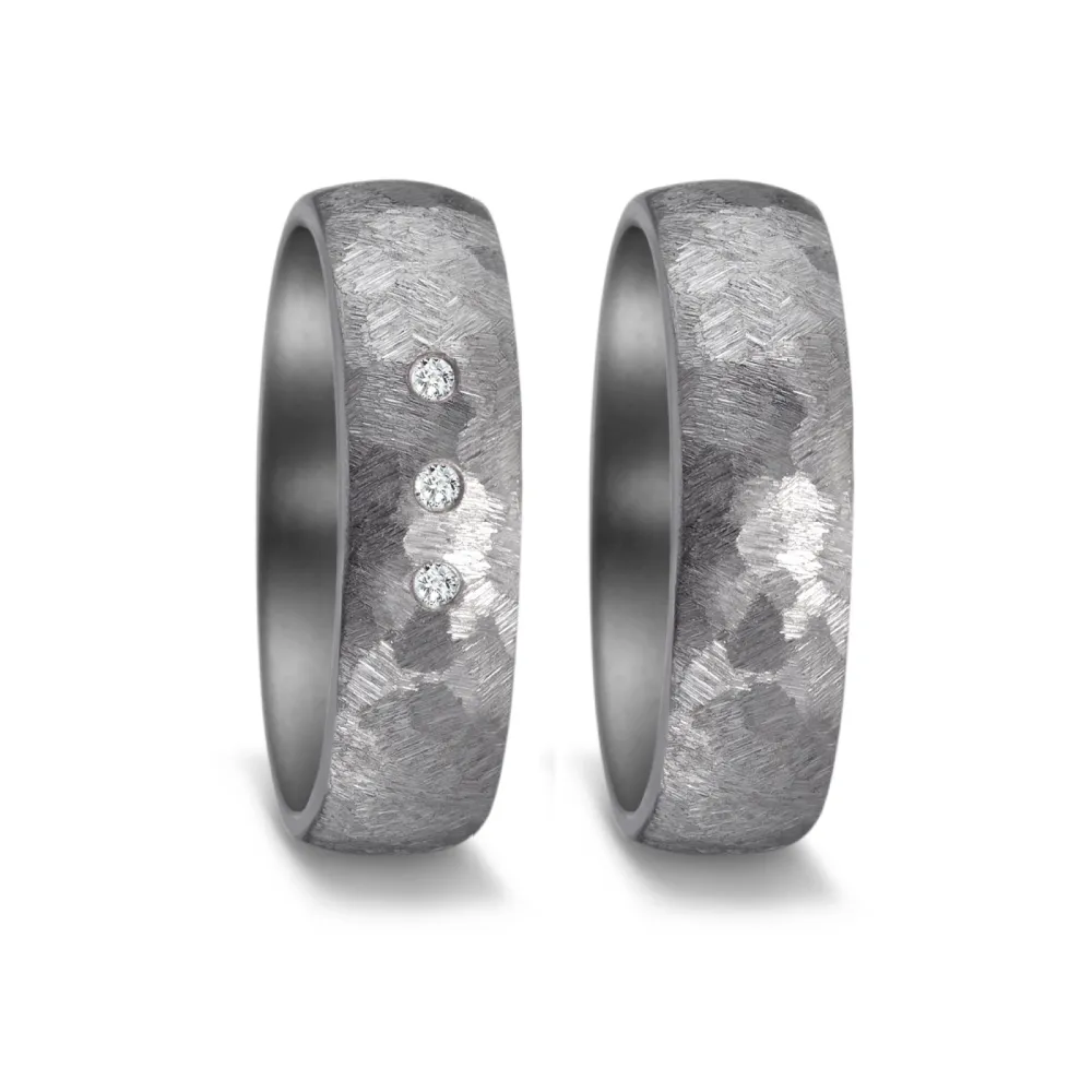 Alianzas de boda de tántalo con diamantes