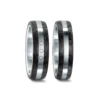 Alianzas de boda de acero y carbono con diamantes