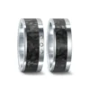 Alianzas de boda de acero y carbono con diamantes
