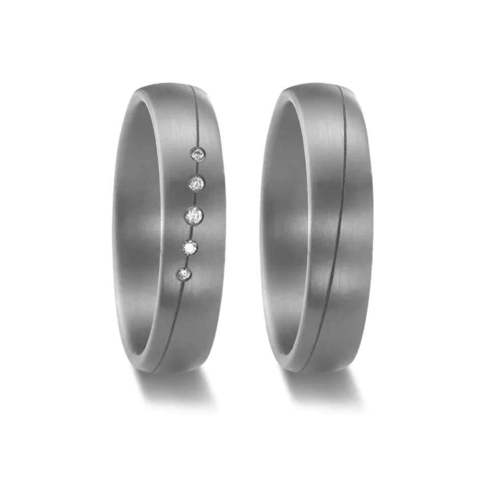 Alianzas de boda de tántalo con diamantes