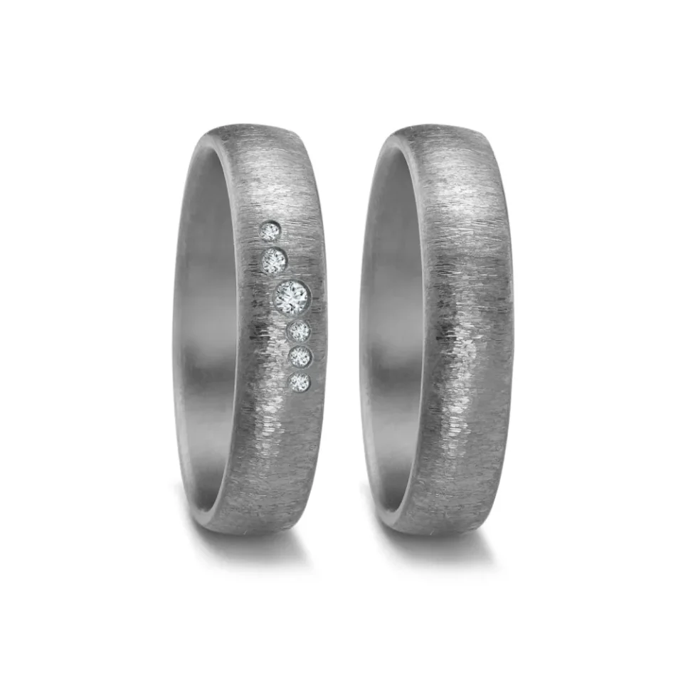 Alianzas de boda de tántalo con diamante