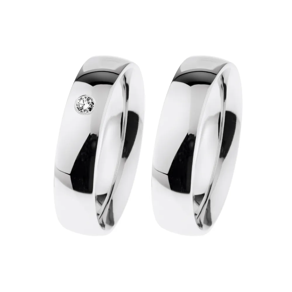 Alianzas de boda de acero con diamante
