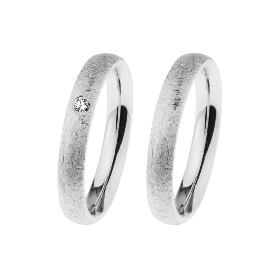 Alianzas de boda de acero con diamante
