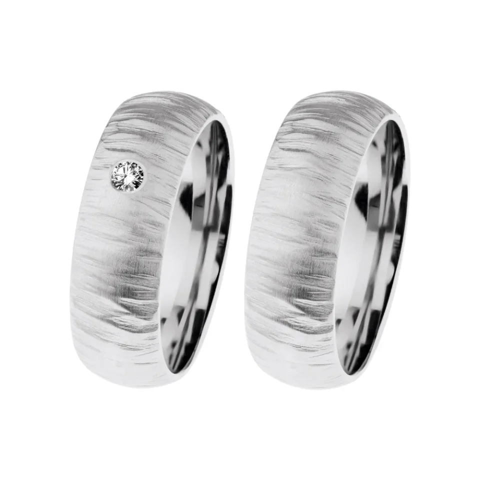 Alianzas de boda de acero con diamante