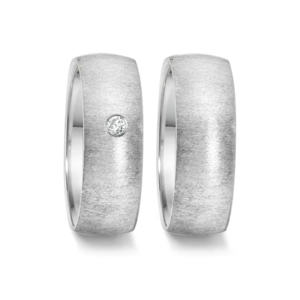 Alianzas de boda de acero con diamante