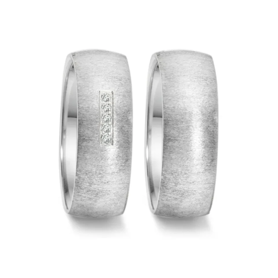 Alianzas de boda de acero con diamantes