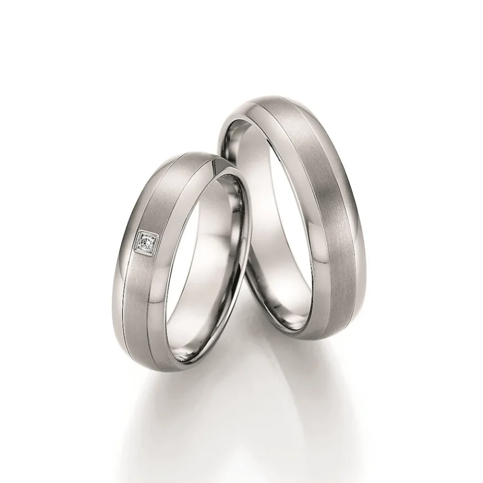 Alianzas de boda de titanio con diamante