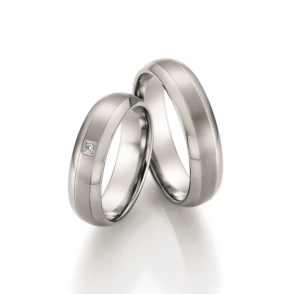 Alianzas de boda de titanio con diamante