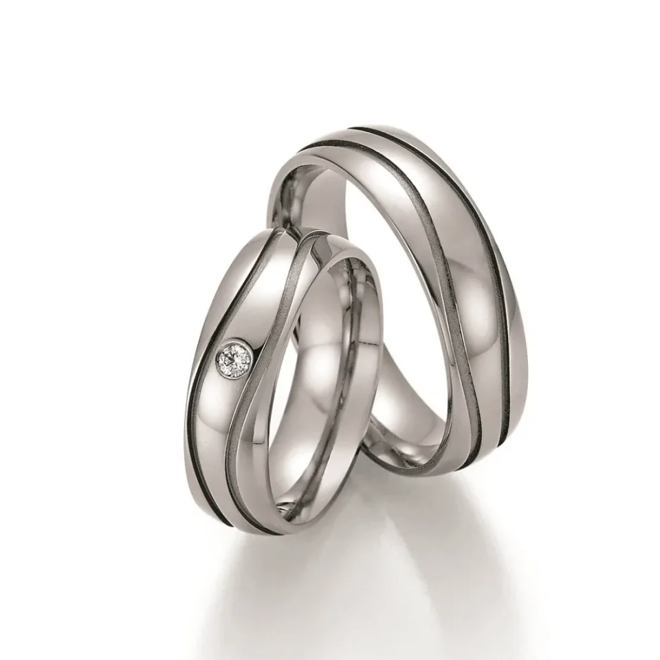 Alianzas de boda de titanio con diamante