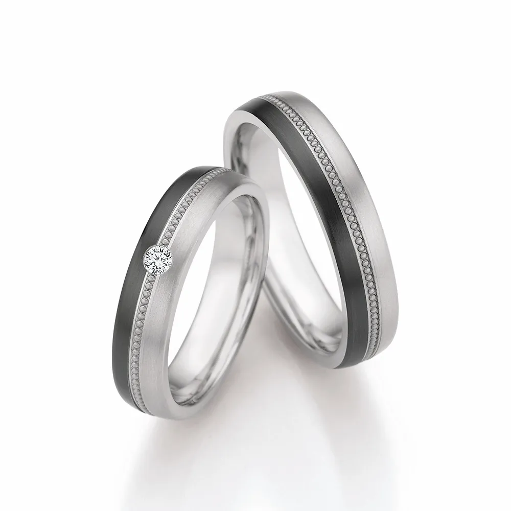 Alianzas de boda de titanio y zirconio con diamante