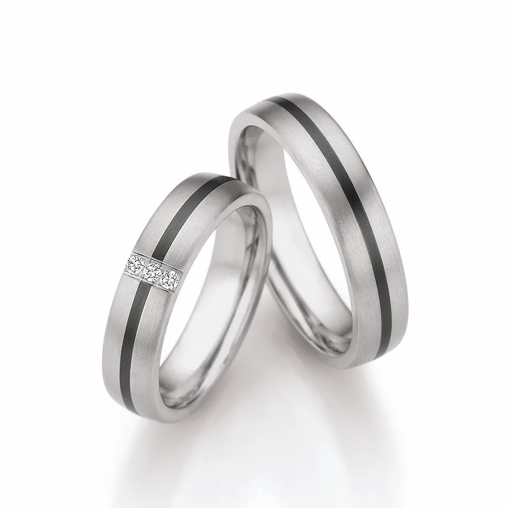 Alianzas de boda de titanio y zirconio con diamantes