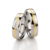 Alianzas de boda de acero y oro amarillo con diamantes