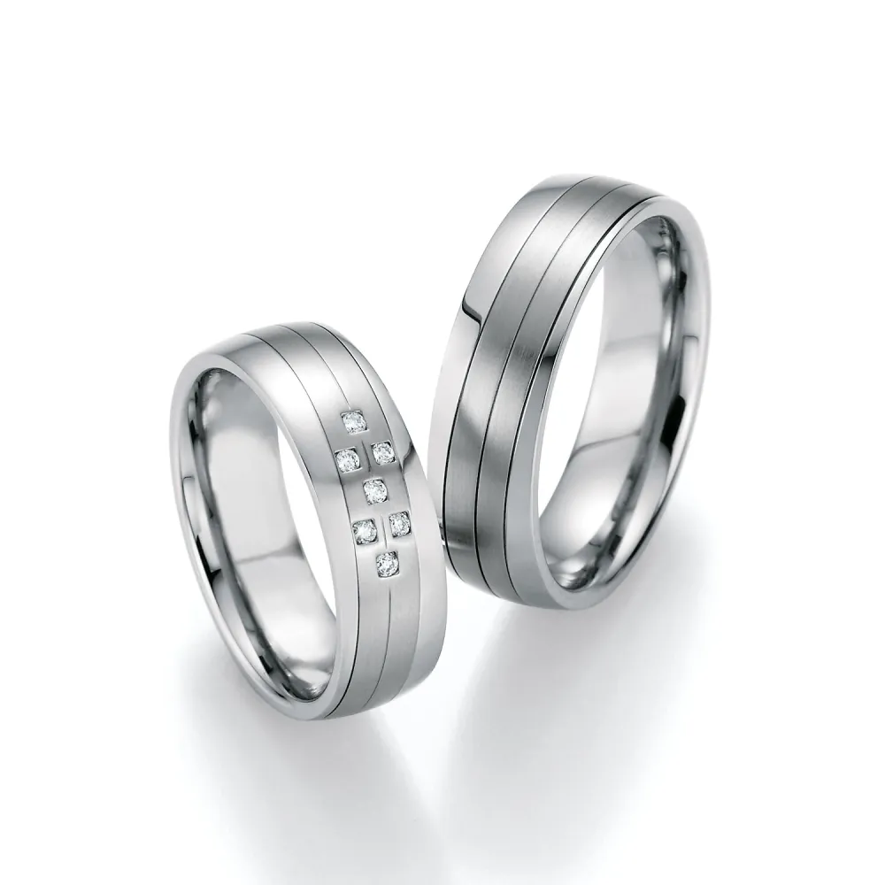 Alianzas de boda de acero con diamantes