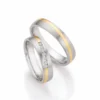 Alianzas de boda de acero y oro amarillo con diamantes