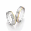 Alianzas de boda de acero y oro amarillo con diamantes