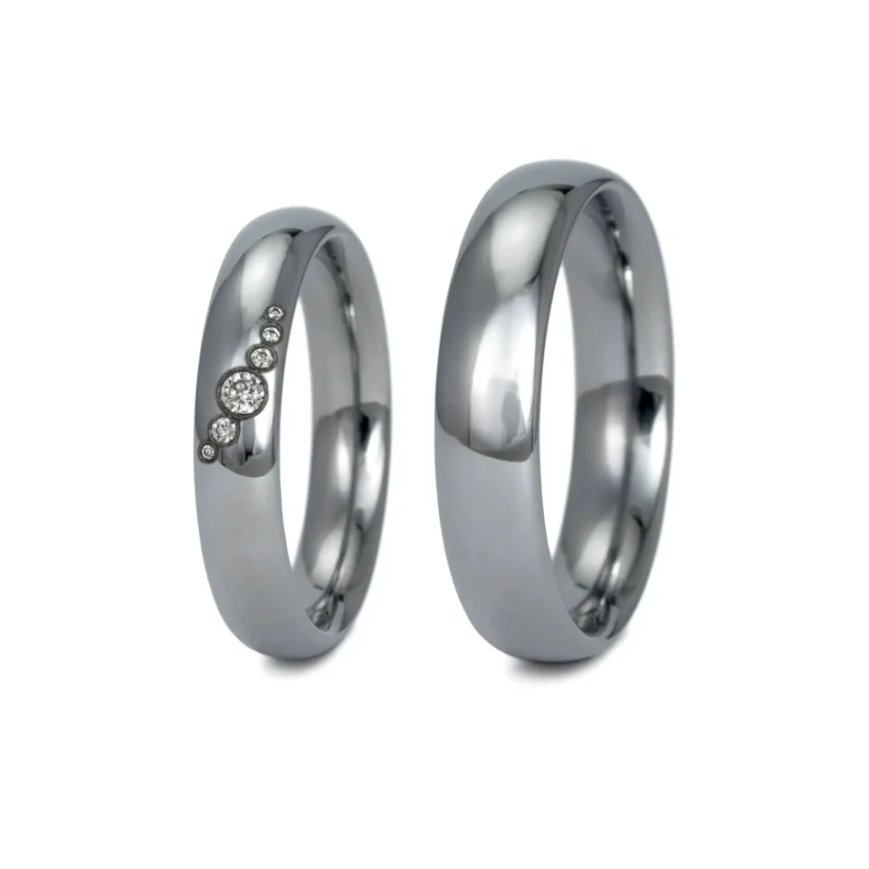 Alianzas de boda de tántalo con diamantes