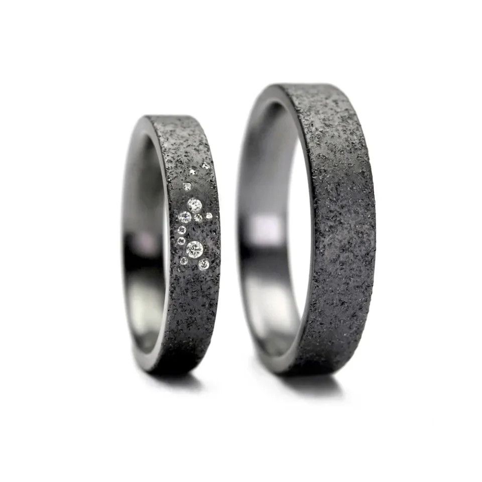 Alianzas de boda de tántalo con diamantes