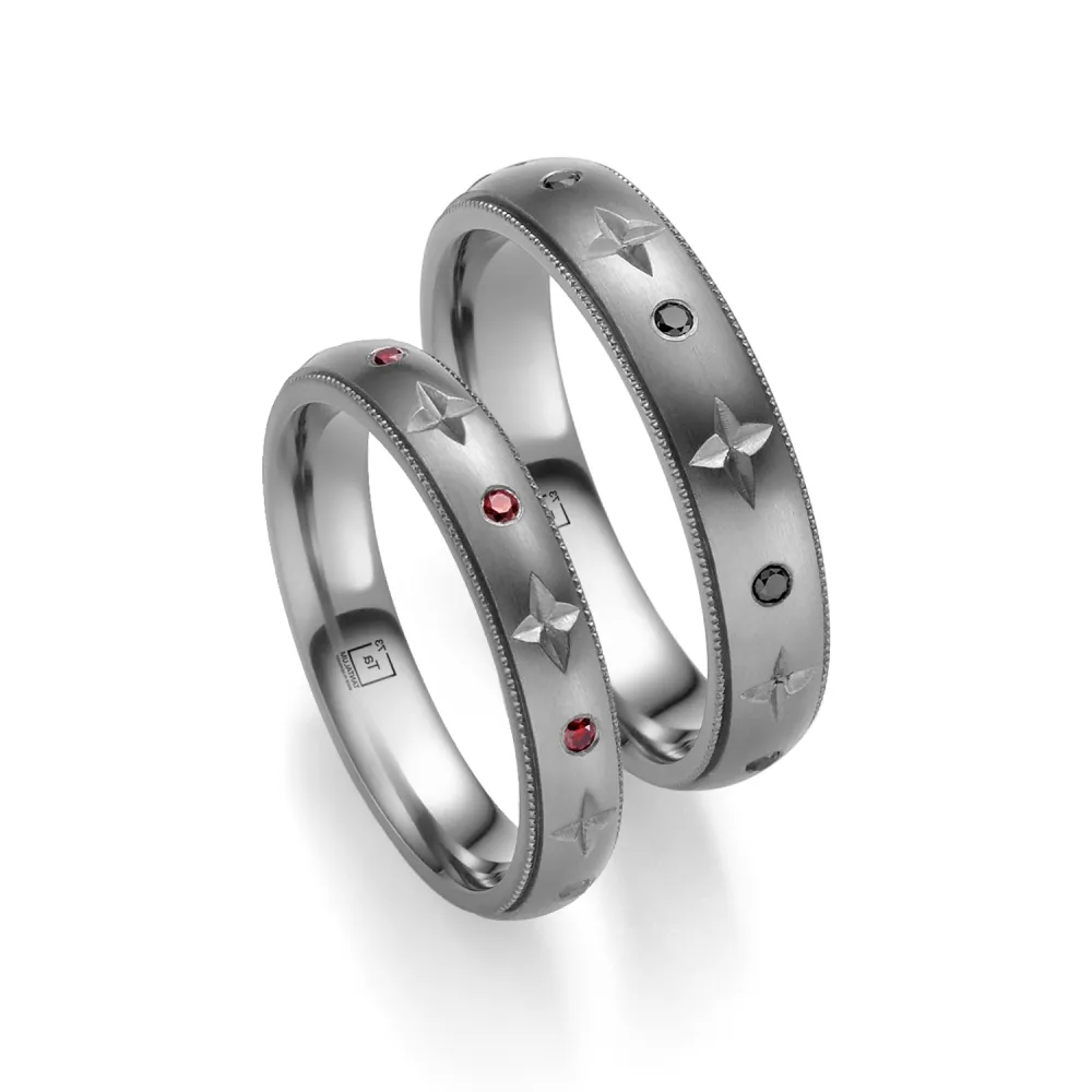 Alianzas de boda de tántalo con diamantes