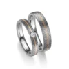 Alianzas de boda de tántalo y oro rosado con diamante